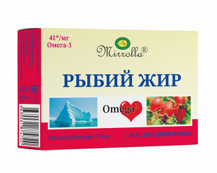 РЫБИЙ ЖИР С МАСЛОМ ШИПОВНИКА КАПС. 370МГ МИРРОЛЛА №100 БАД в Екатеринбурге