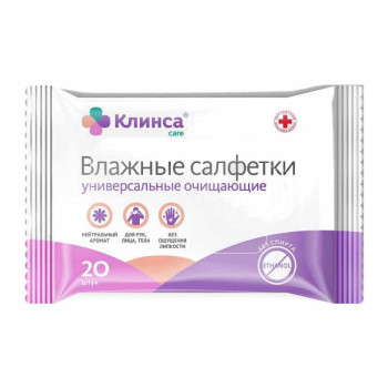 САЛФЕТКИ ВЛАЖНЫЕ КЛИНСА УНИВЕРСАЛЬНЫЕ ОЧИЩАЮЩИЕ №20 в Москве