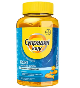 СУПРАДИН КИДС РЫБКИ ПАСТ. ЖЕВ. №30 БАД в Краснодаре