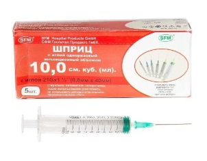 ШПРИЦ СФМ 3Х КОМП 10МЛ (21G 0,8Х40) №5 в Москве