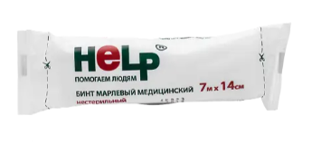 БИНТ МАРЛЕВЫЙ Н/СТЕР ХЕЛП 7МХ14СМ (36Г/М) в Саратове