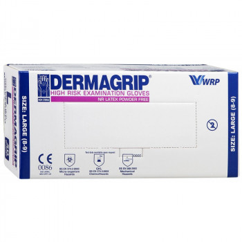 ПЕРЧАТКИ СМОТРОВЫЕ Н/СТЕР ДЕРМАГРИП HIGH RISK L (8-9) (СИНИЕ) №50 в Новосибирске