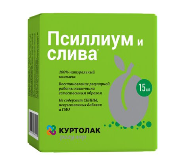 КУРТОЛАК  РЕГУЛЯТОР ПСИЛЛИУМ СЛИВА САШЕ №15 БАД в Абакане