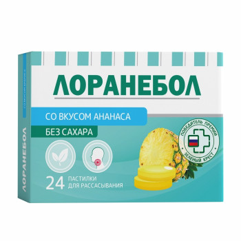 ЛОРАНЕБОЛ ПЛАСТИНКИ ДЛЯ РАССАСЫВАНИЯ БЕЗ САХАРА АНАНАС №24 БАД в Волгограде