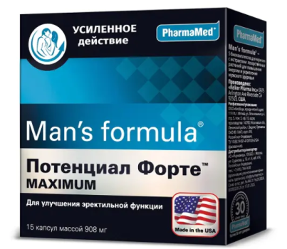 МЕНС ФОРМУЛА МЕН-С ПОТЕНЦИАЛ ФОРТЕ МАКСИМУМ КАПС. №15 БАД в Туле